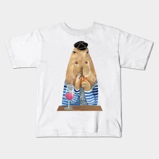 French Style Capybara Kids T-Shirt